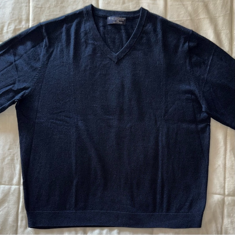 Hart Schaffner Marx Merino Wool V-Neck Sweater - Navy. Size XXL - Picture 6 of 14